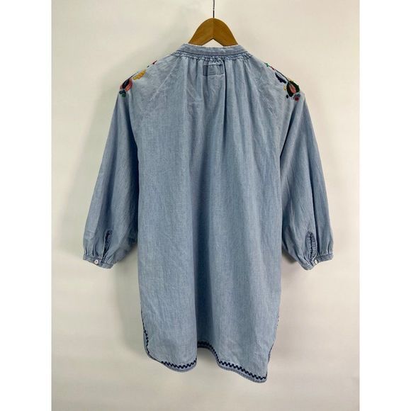 Lucky Brand Womens Sz S Denim Embroidered Button Up Blouse - Picture 4 of 7